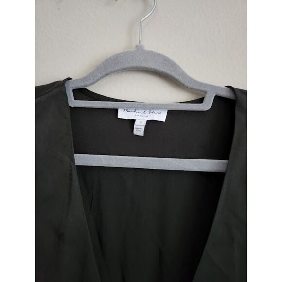 MICHAEL STARS mary surplice long sleeve faux wrap dress in black | Size S - Picture 5 of 6